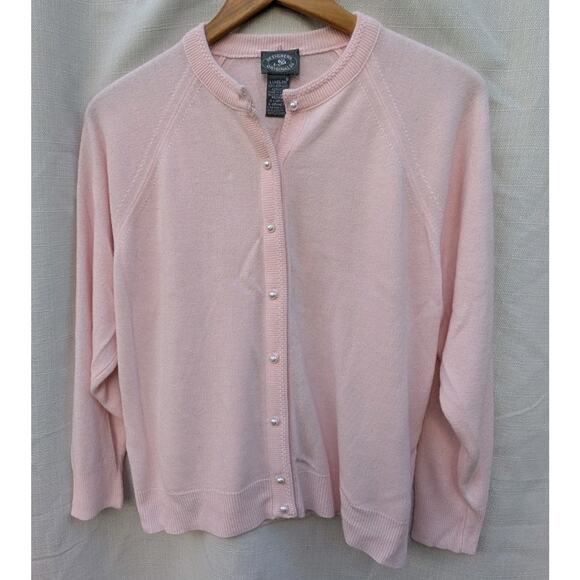 Designers Originals Women's Button Up Cardigan Sz PXL Petal Pink Pearl Button - Picture 2 of 6